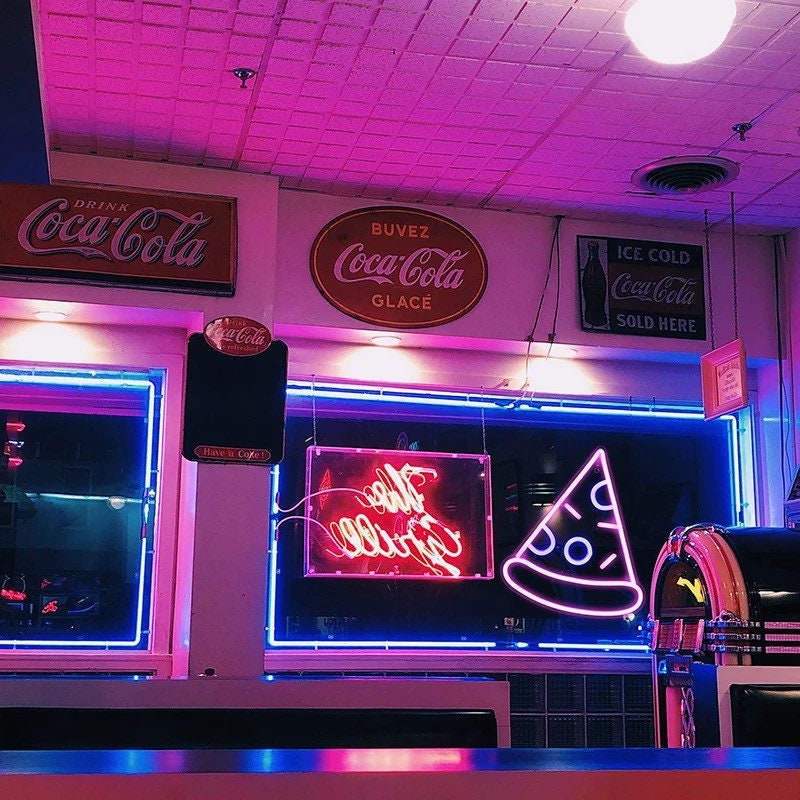 Neon Sign Pizza Hamburger