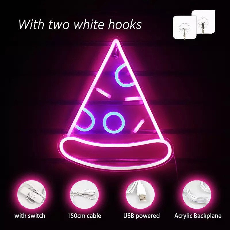 Neon Sign Pizza Hamburger