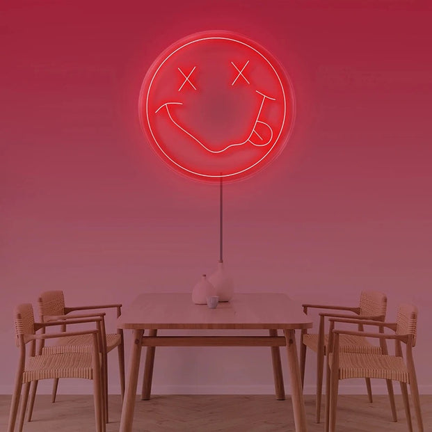 Smiley face neon sign