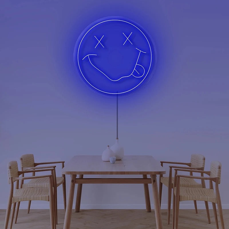 Smiley face neon sign