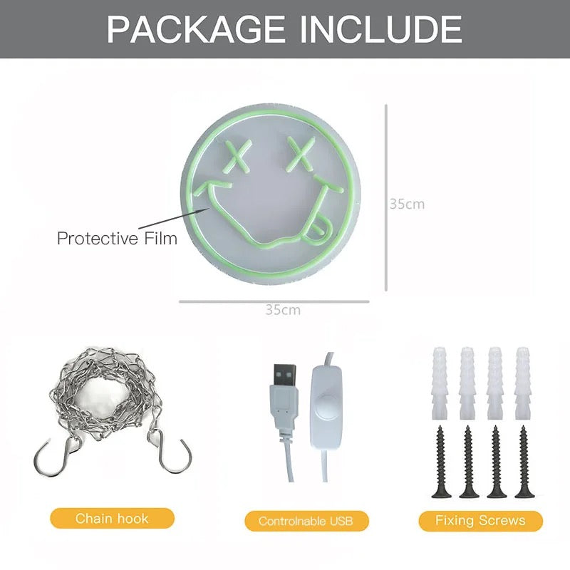 Smiley face neon sign